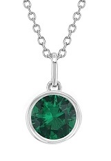 delightful silver round green cubic zirconia birthstone necklace for teens